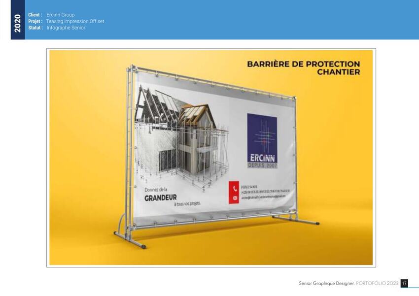 Ercinn Group — Identité visuelle — supports imprimés (bannières, badges, goodies)